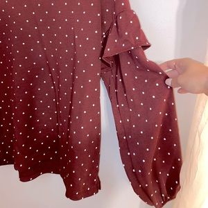 Maroon Polka-Dot long sleeve